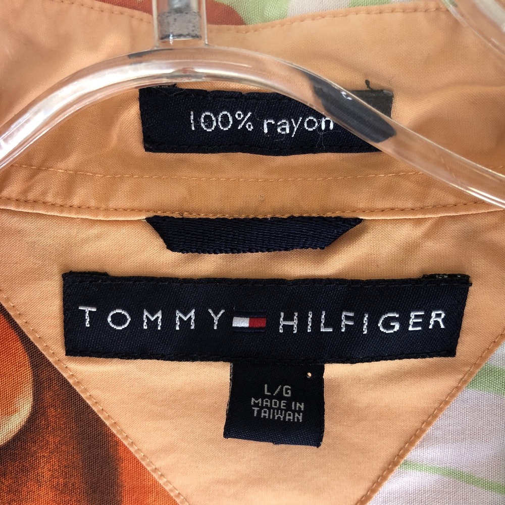 Tommy Hilfiger Shirt Mens Large Multicolor Floral Rayon Hawaiian Vintage - Picture 4 of 9